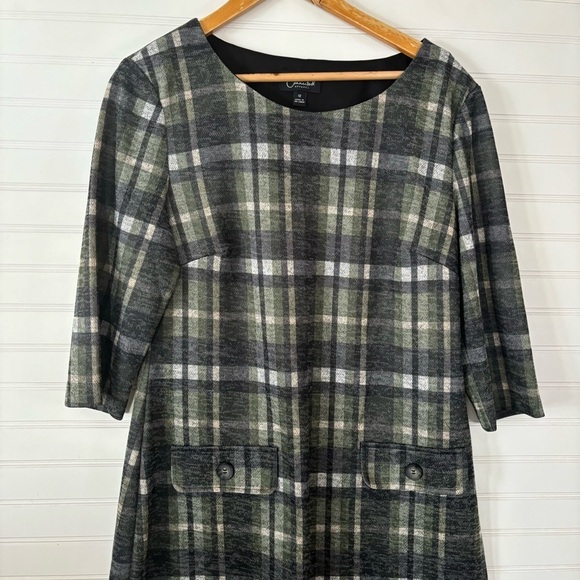 Connected Apparel Womens Woven Plaid Shift Dress Size 12 - Picture 3 of 11